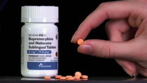bottle of buprenorphine-naloxone tablets